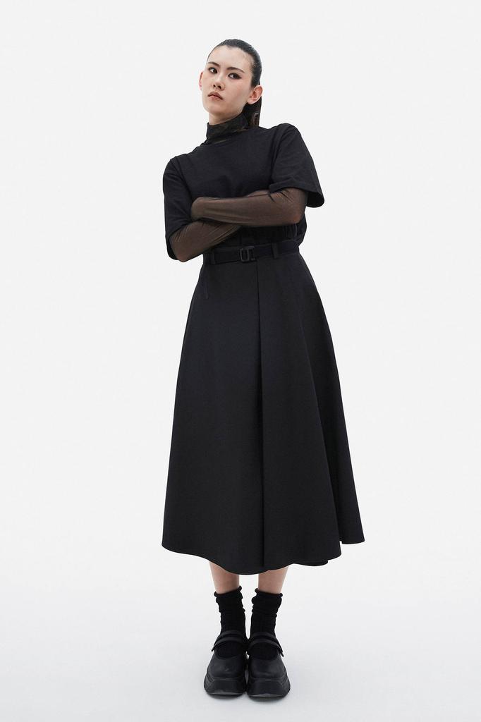 Jaa [Jaah] Belted Full Skirt_Black