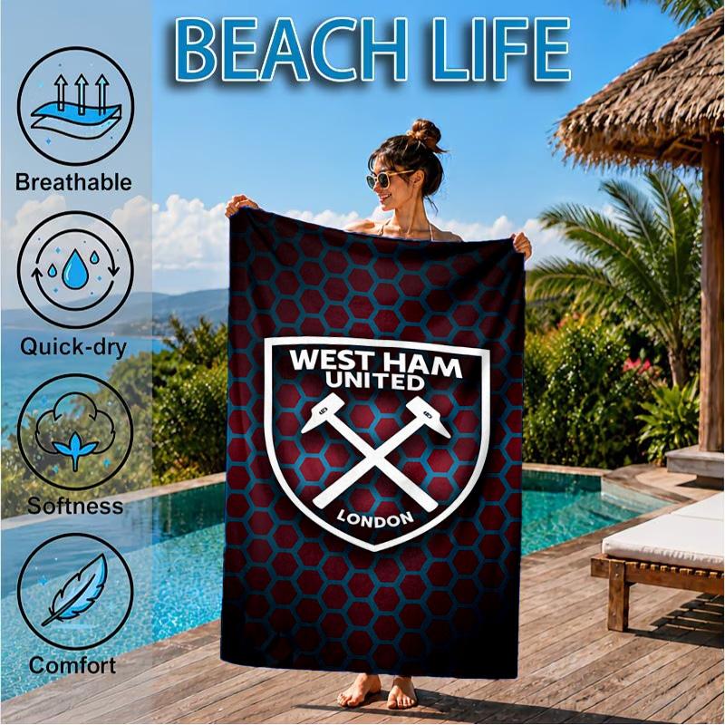 West Football Printed Microfiber Beach Towel, Soft And Absorbent, Quick-Dry, Ideal for Summer Travel, Beach Essential, Swimming Pool