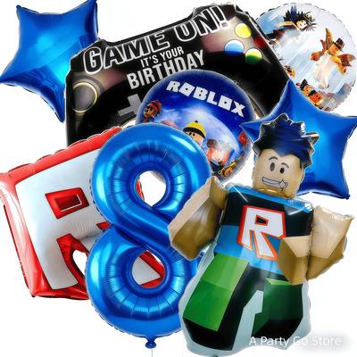 Roblox Balloons Cartoon Game Roblox Set Boy Balloons Cartoon Double-sided Shaped Birthday Party Decor Baby Shower Number
