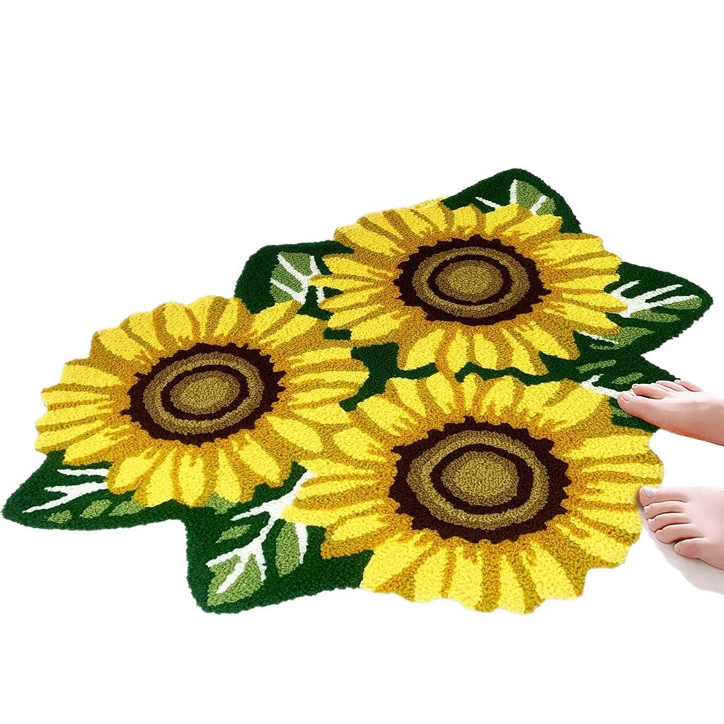 3D Sunflower Floor Mat Bathroom Entrance Floor Mat Foyer Living Room Dirt Resistant and Slip Resistant