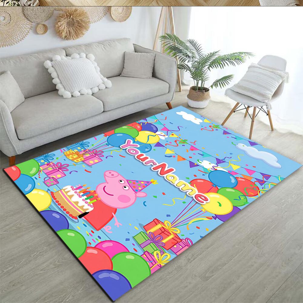 Peppa Pig Customize Your Name Carpet Design for Playrooms Kitchen Living Rooms Balcony Antislip Carpet Office home decor Wedding Party Gift