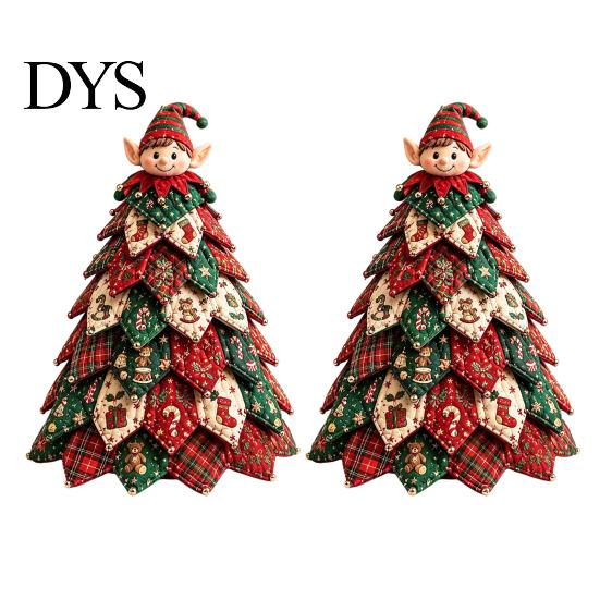 Easy Christmas Sewing Patterns DIY Quilted Fabric Tree Craft Kit, Vintage Patchwork Set Decorative Art Projects for Tabletop Decor, Handmade