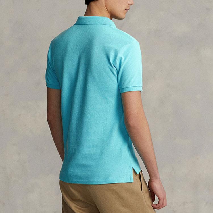 Polo Ralph Lauren SS22 Logo Solid Color Short Sleeve Polo Shirt Men Tops Blue MNPOKNI1N821717-400