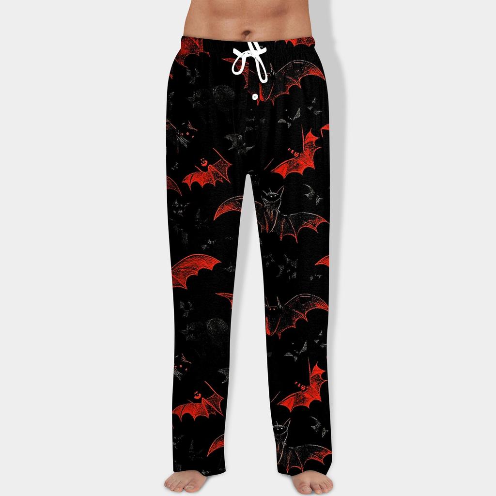 Men's Halloween Print Drawstring Pants Casual Pajama Pants