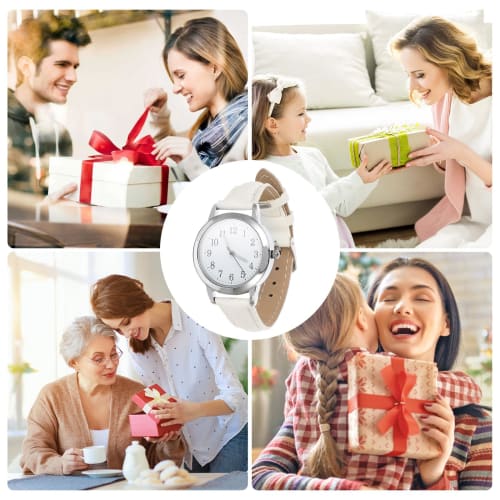 POPETPOP Women's Watch, Cute, Waterproof, Analog Quartz Movement, White, 23.5x3cm, for Work, Girls, Kids, and Students