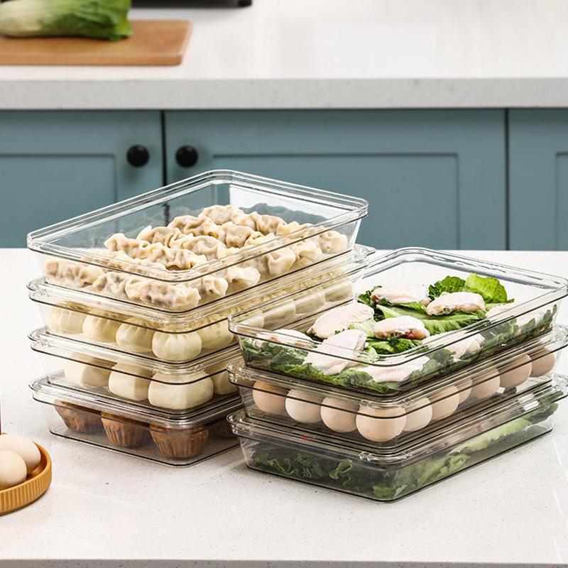 Dumpling Storage Box Single-Layer Transparent Refrigerator Dumpling Fresh Keeping Container Home Kitchen Food Sealed Storage Box
