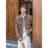 Spring and Autumn Japanese Style Retro Plaid Shirt Men's and Women's Hong Kong Style Loose Casual Long Sleeves Shirt Thin Preppy Style Coat