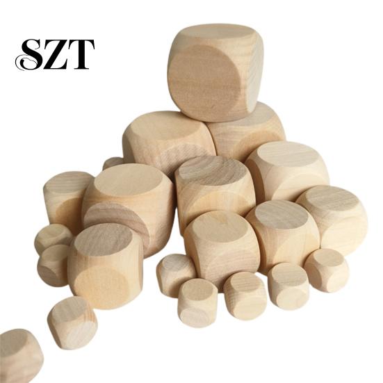 Heavy Duty Wooden Dice 5Pcs 2/3/4/5/6/7CM Rounded Corner Six-Sided Giant DIY Hand Painted Gaming Block Cube Game Night Props
