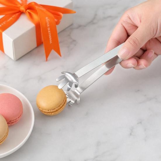 2Pcs Mini Serving Tongs, Compact Stainless Steel Ice Tongs, Hand Palm/Round Spoon/Shell Shape Sugar Cube Tongs for Tea, Charcuterie Board, Party Food
