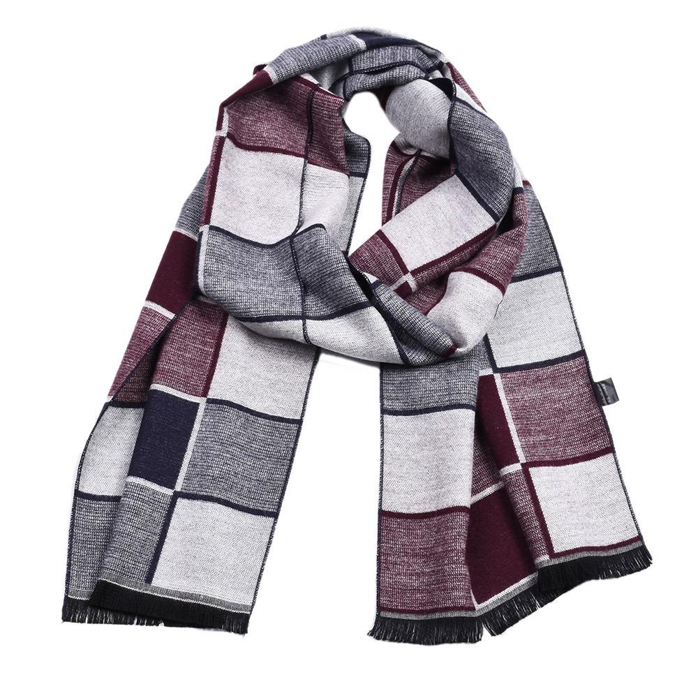 Autumn Business Men Scarves Luxury Plaid Knitted Pashmina Shawl Male Winter Designer Cashmere Scar