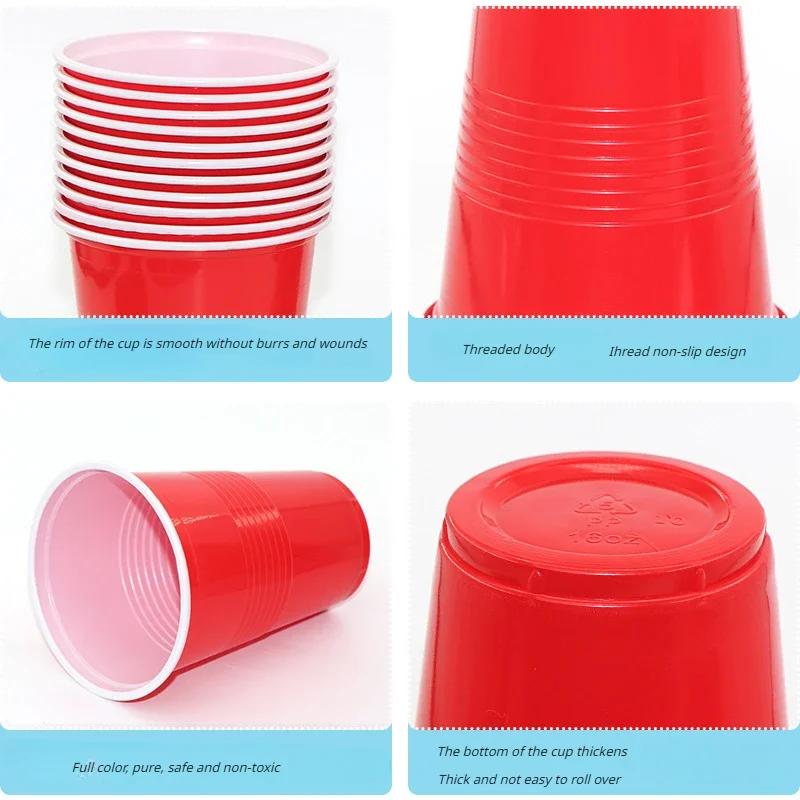 50Pcs Plastic Party Cups 16-Ounce Disposable Water Cups Recyclable Red Blue Cups with Fill Lines for Drinks BBQ Picnic Party