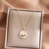Elegant Oil Painting Bivalve Charm Necklace 10 Multicolored Artistic Designs Thin Metal Mixture Fashion Addition