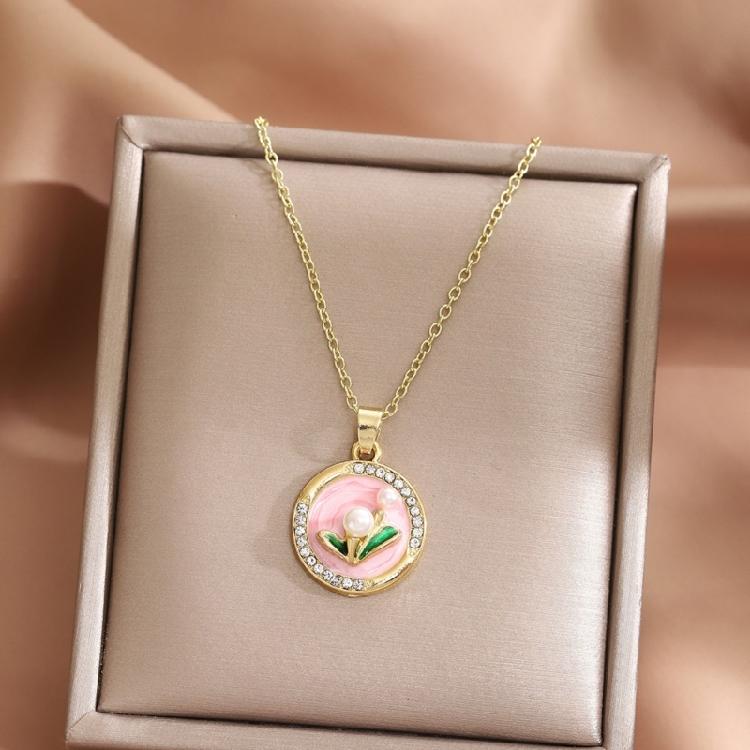 Elegant Oil Painting Bivalve Charm Necklace 10 Multicolored Artistic Designs Thin Metal Mixture Fashion Addition