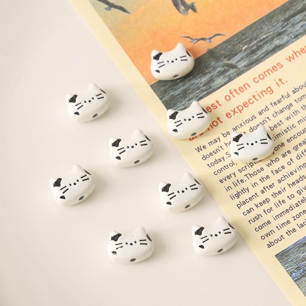 [12X9mm] 1pc Alloy Cat Beads Color Cute Kitten Beads Accessories DIY Jewelry Accessories