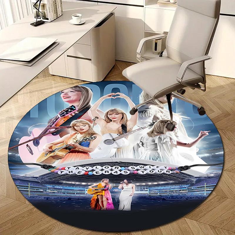 1pc Taylor Swift2 Design Printed Area Round Carpet for Bedroom Living Room Home Decor Rugs Mat Non Slip Mat Rug for Bedside