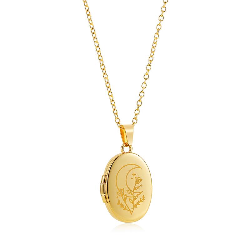 Personalized Vintage Photo Locket Necklace, Gold Plated Oval Pendant Openable Small Album Custom Picture Memory Jewelry For Her