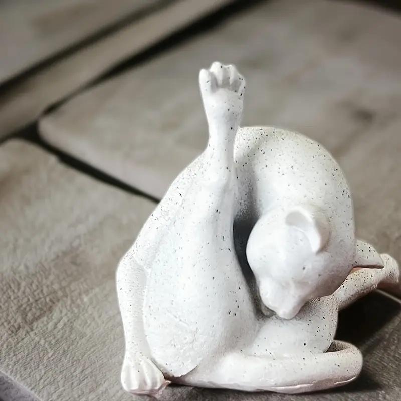 Charming Resin Cat Licking Fur Statue - Art Revival Style, Multifunctional Outdoor & Home Decoration