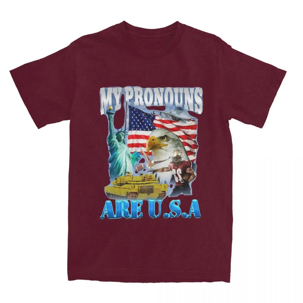 My Pronouns Are USA Funny Meme for Men Women T Shirt United States American Apparel Leisure Tee T-Shirts Cotton Clothes