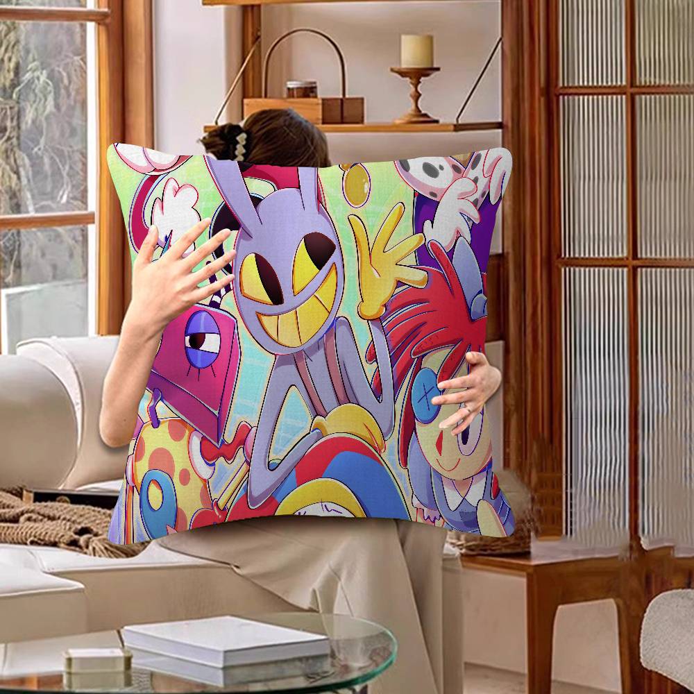 Anime The Amazing Digital Circus Cushion Cover Car Throw Pillow Case For Sofa Car Christmas Gift 40X40Cm 45X45Cm