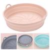 Foldable Round Silicone Fryer Liner Dual Handles Non Stick Food Grade Heat Resistant Reusable Oven Baking Tray Basket Bowl