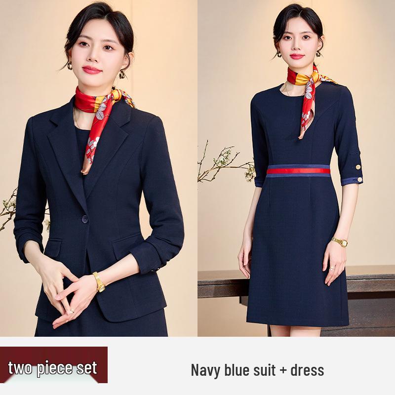 Elegant Mid-Sleeve Autumn/Winter Dress for Women - Sophisticated Socialite & Flight Attendant Uniform