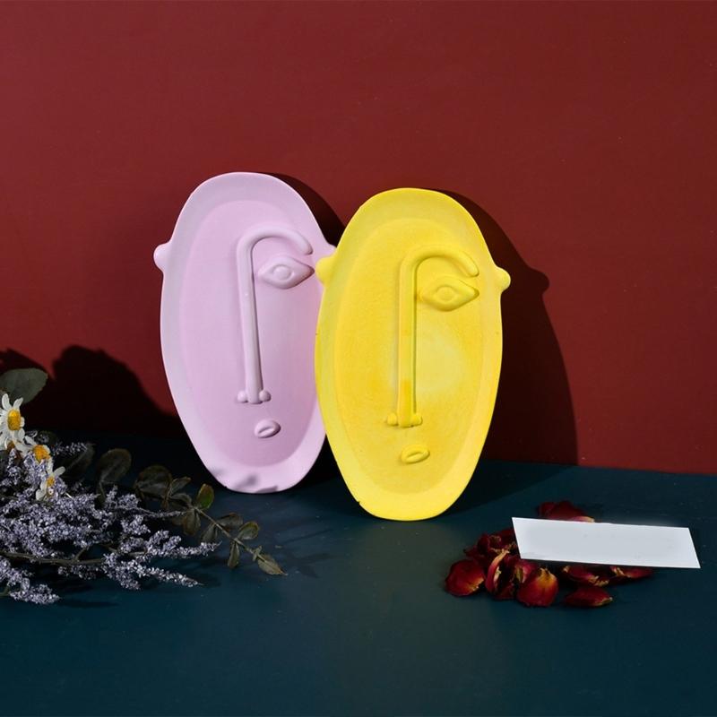 Flexible Silicone Resin Mold for Dish Epoxy Abstract Face Shaped Tray Making Mould Creative Storage Plate Mould