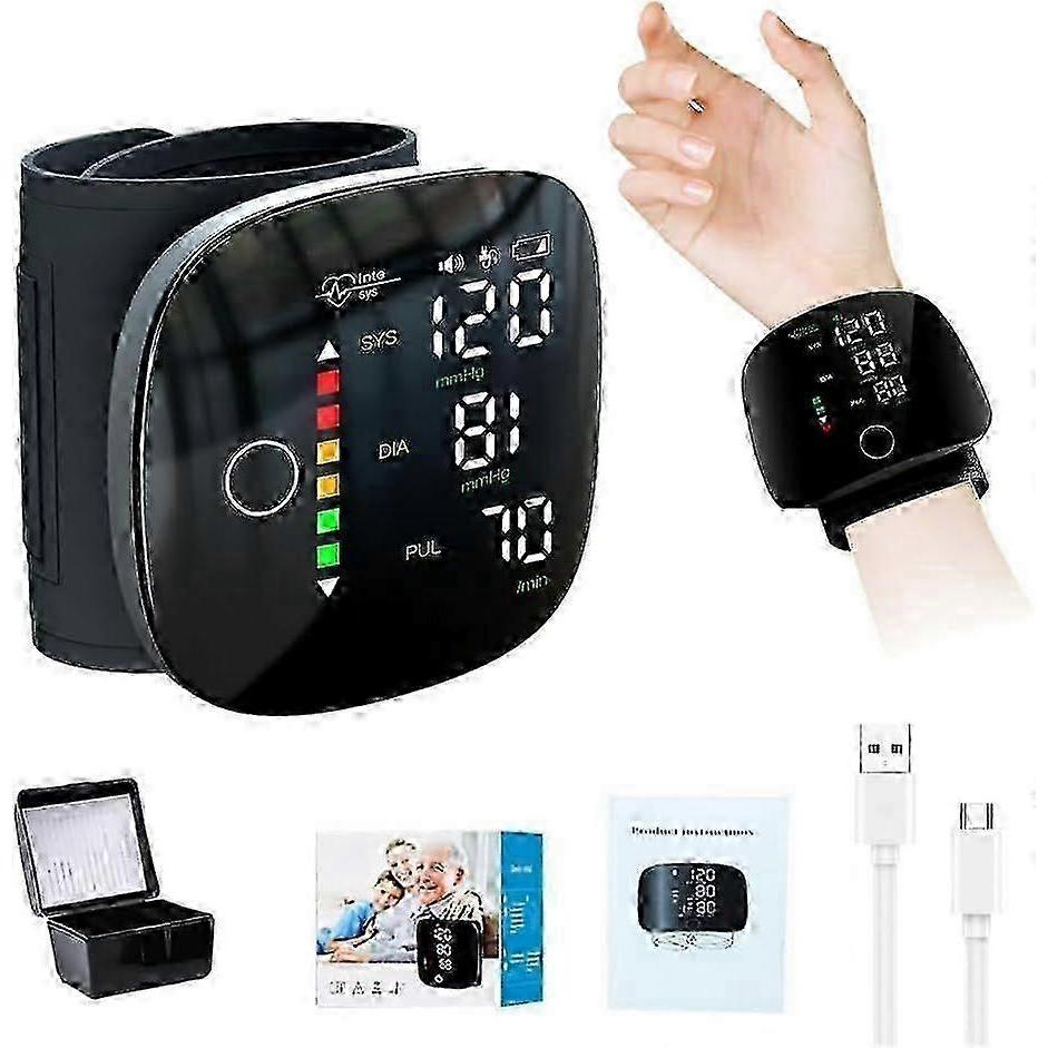 Monitor de Pressão Arterial de Pulso, Monitores Automáticos de Pressão Arterial de Pulso com Tela Touch LED, Voz Automática, Monitor de Pressão Arterial de Pulso Recarregável Pressão Arterial