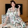 Retro High-End Simulation Silk Pajamas Women'S Spring And Summer Ice Silk Light Luxury Flower Thin Short-Sleeved Loungewear