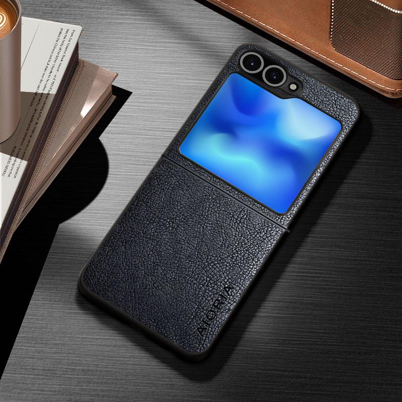 

Stylish Case for Samsung Galaxy Z Flip 7 FE 6 5 4 3 Funda Business Style Durable Pu Leather Cover for Flip7 Phone Case Coque flip 7 чёрный