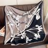 Luxury 90*90Cm Square Scarf Twill Silk Feeling Flower Print Neck Scarves Women Head Shawls and Wraps Hijab Bandana Pashmina