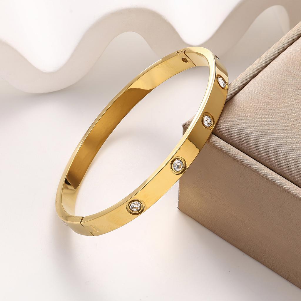 2026 Bracciale Stella Gitana da Bagno Gratuito e Inalterabile Versione Coreana Femminile Incastonato di Diamanti Alla Moda Semplice Flash Diamante Coppia Mano
