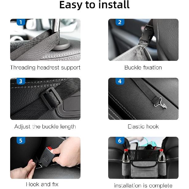 JEYODA Car Suede Seat Organizer High-Capacity Seat Back Pouch Central Storage For Pickup SUVs Double-Sided Tissue Storage Handbag Holder Car