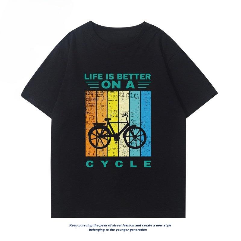 

Mountain Bike Single Bike Bicycle Tour De France Enthusiast Shortsleeved Cotton Tshirt for Unisex and Women Summer Top GarUnisext S