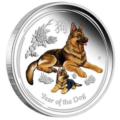 Austrália Animal do Zodíaco Ano do Cão Lobo Galgo Banhado a Prata Pintado Medalha Comemorativa Coleção de Artesanato Moedas