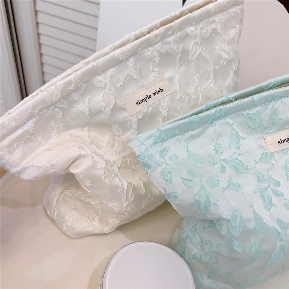 Embossment Makeup Bag Zipper Cosmetic Pouch Large Travel Canvas Organizer Bag