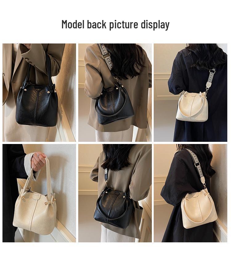 Versatile Korean High-End Bucket Bag: Spring & Autumn 2025 Wide Strap Crossbody Handbag for Women