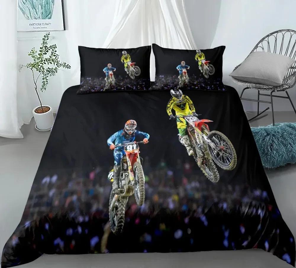 Motorcycle Race Car Bedding Set Single Twin Double Queen King Cal King Size Bed Linen Set