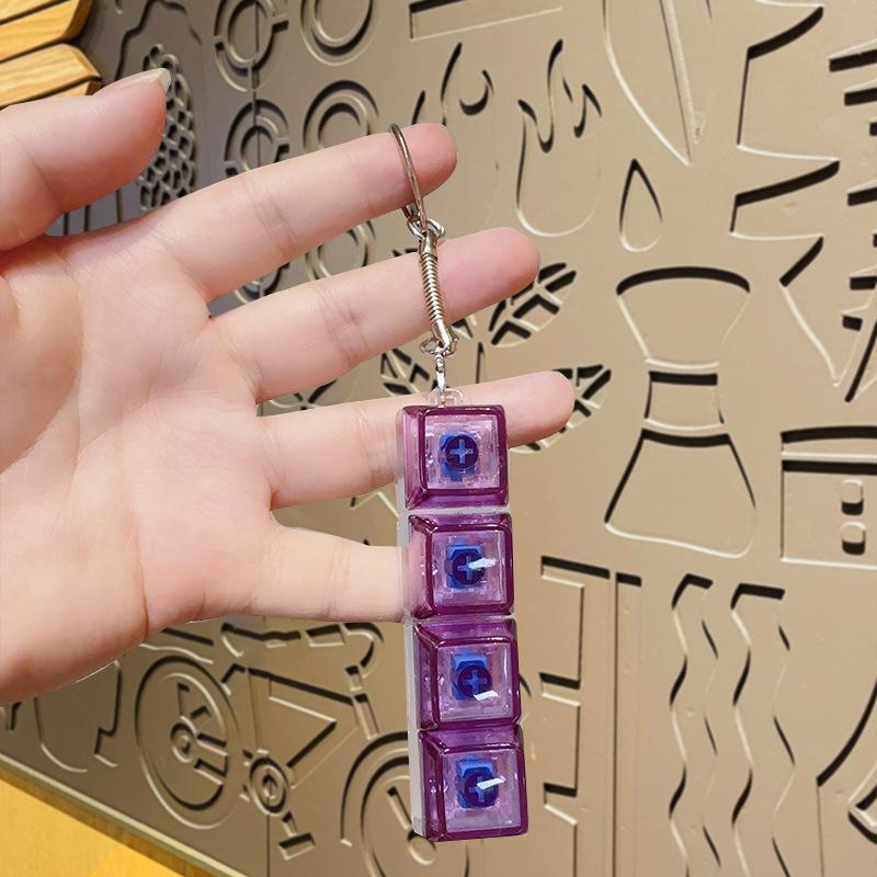 Four-key Transparent Light-up PC Decompression Keyboard Toy Keychain