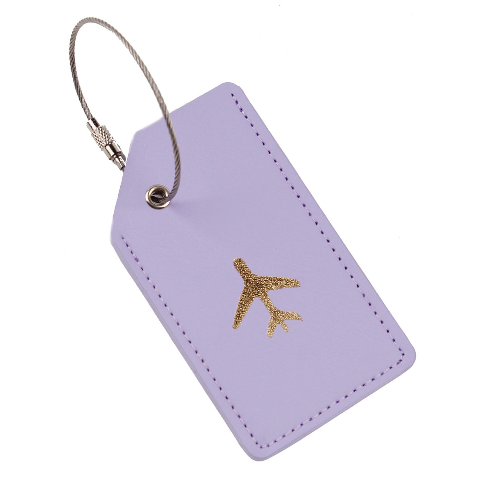 

Бирка для чемодана Дорожная бирка для багажа Бирка для багажа Кожаная бирка для багажа из ПУ со стальными петлями для рюкзаков Школьная сумка фиолетовый