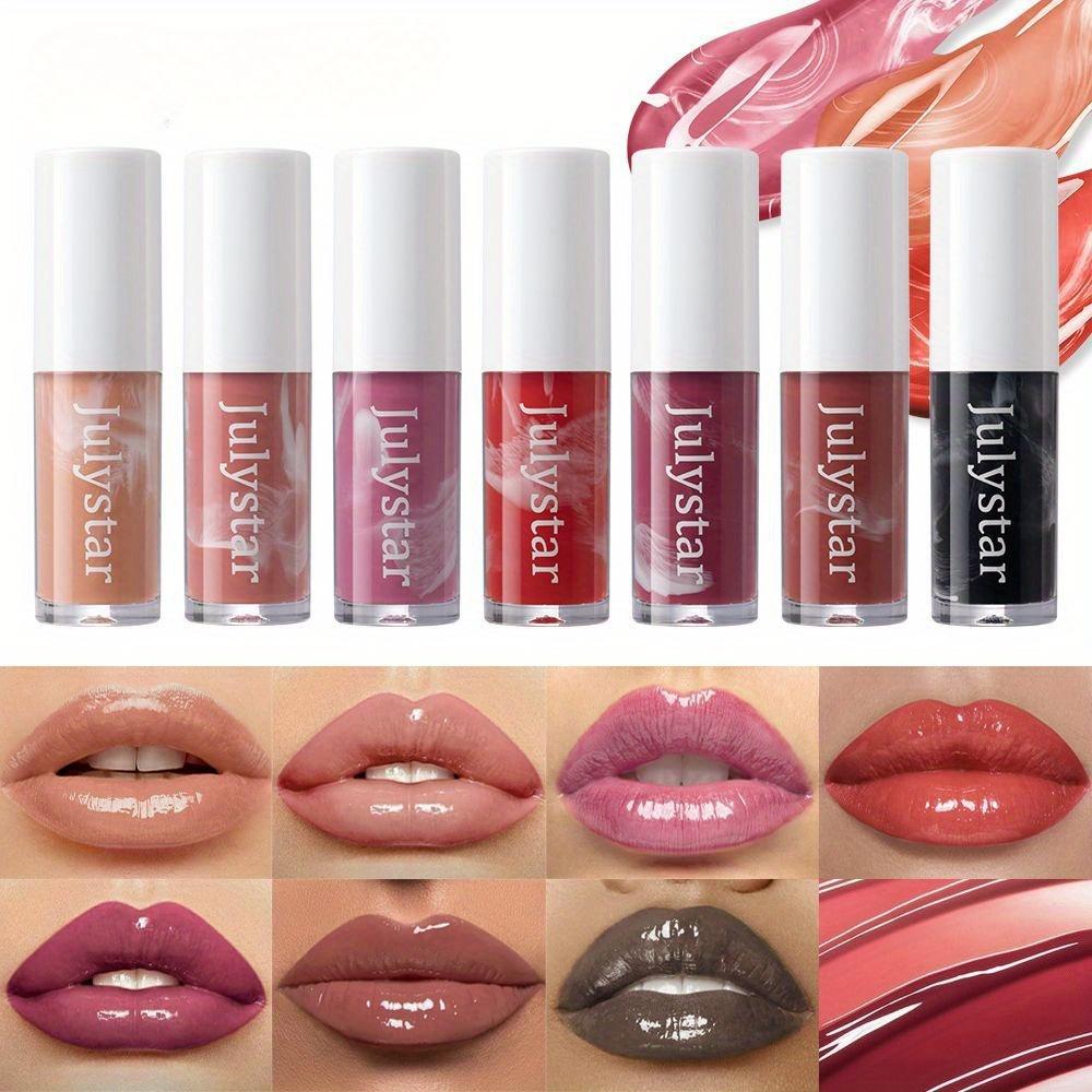 Hydrating Lip Gloss – Marble Pattern High-Shine Lip Glaze, Moisturizing and Long-Lasting Water Gloss Effect, Non-Sticky