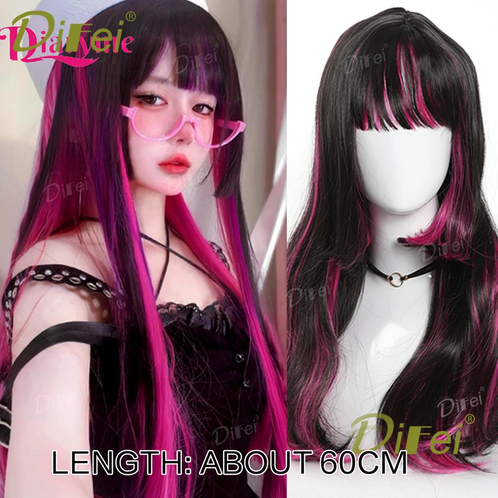 Platinum Blonde Straight Synthetic Cosplay Wig Straight Hair Wig With Straight Bangs Suitable For Women Halloween Christmas Wear