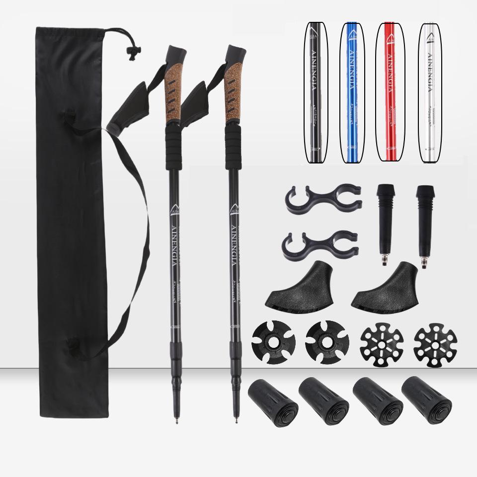 Outdoor Hiking Poles Set: 2-Piece Aluminum Alloy Trekking Poles with Cloth Bag.