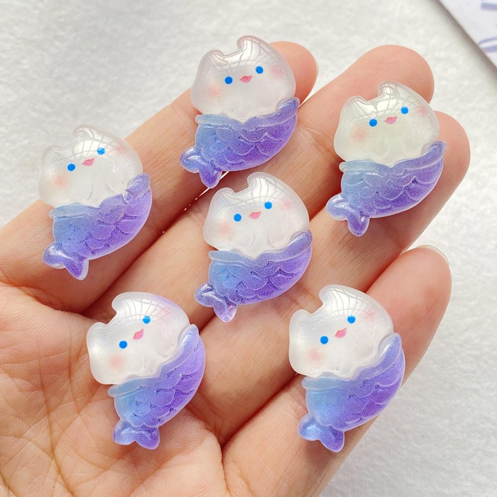 10Pcs Cute Resin Cartoon Shark, Whale, Sea Star Ocean Series Flat Back Cabochons Scrapbooking DIY Jewelry Craft Decoration