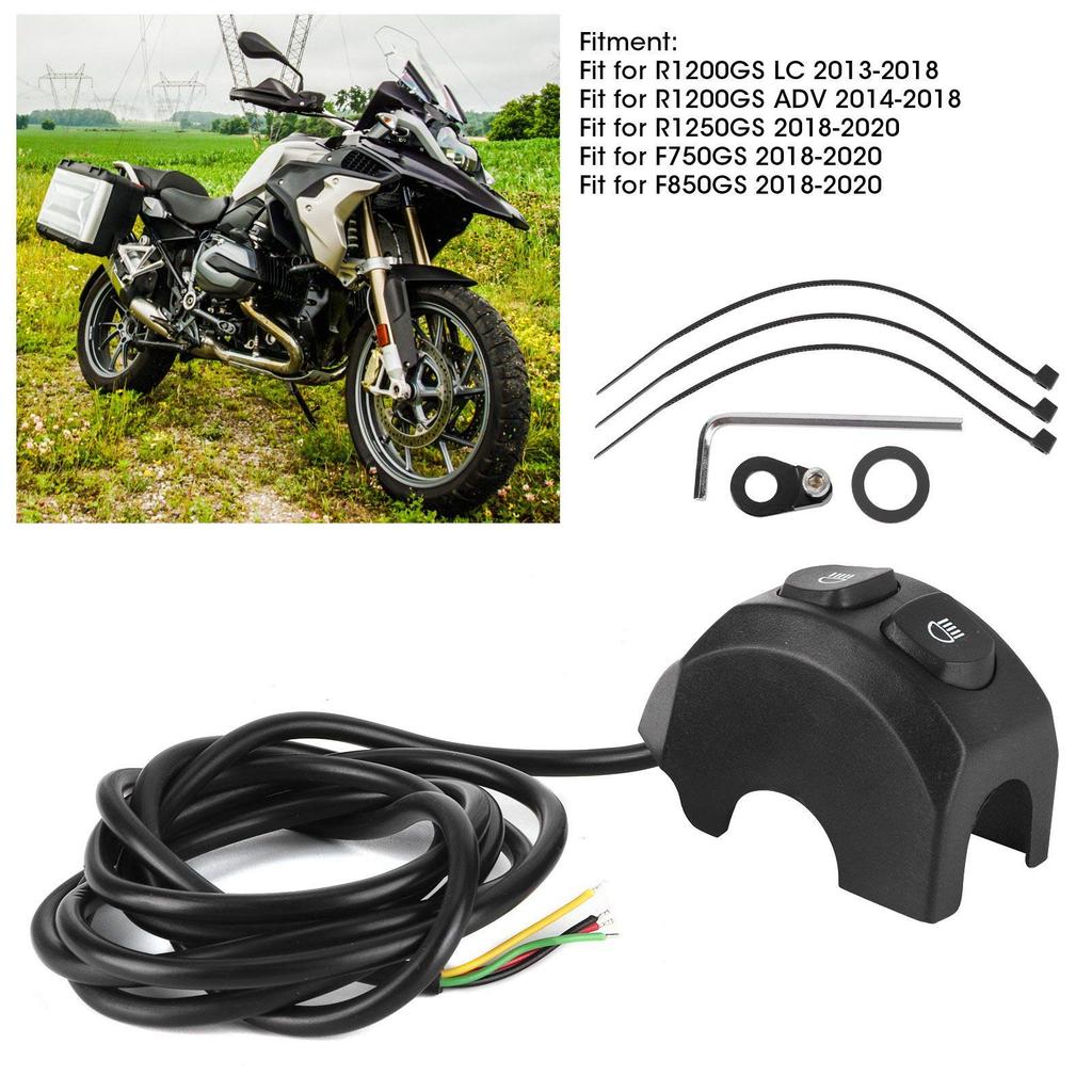Fog Light Switch, Qiilu Motorcycle Fog Light Switch, Handlebar Fog Light Fit R1200GS / R1250GS / F750GS / F850GS