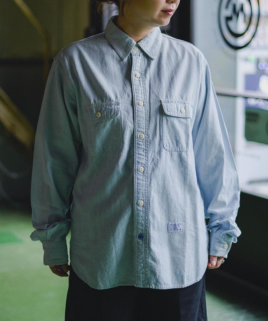 GORDON MILLER Men's Chambray Work Shirt, Size Small, Blue, 1603023