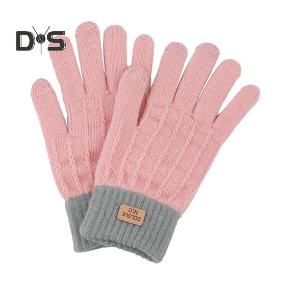 

1 пара женских зимних перчаток из жаккарда, утолщенные плюшевые вязаные перчатки с пятью пальцами и сенсорным экраном, унисекс, противоскользящие, для холодной погоды, для вождения, гольфа, катания на лыжах и коньках