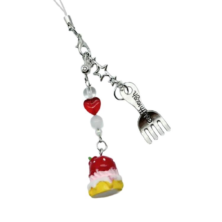 Sweet Small Dessert Fork Hangings Pendant Phone Strap Sweet Bag Decoration