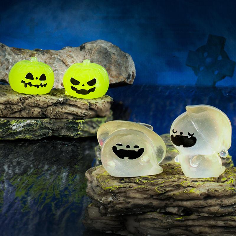 Cartoon Noctilucent Halloween Pumpkin Ghost Small Ornaments Creative Resin Crafts Creative Model DIY Home Decoration Accessories