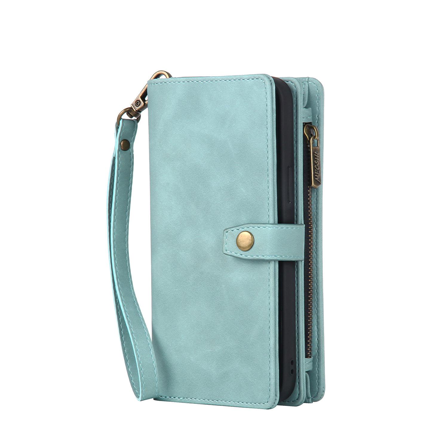 

Подходит для iPhone 15 Чехол для телефона Многофункциональный кожаный чехол для телефона 14 Чехол-кошелек для телефона IP12 Флип кожаный чехол iPhone11 синий