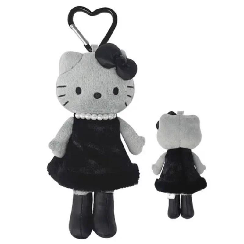 Cute Anime Figurine Kuromi Ugly Fish Full Black Dark Gray Carbon Black Series Plush Keychain Pendant Plaything Bag Present For Girls